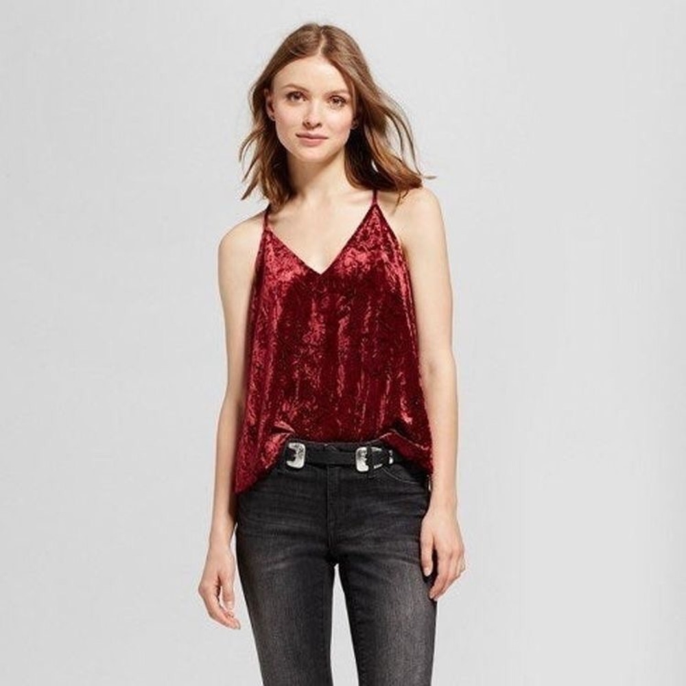 Caution to the wind size small crushed velvet top